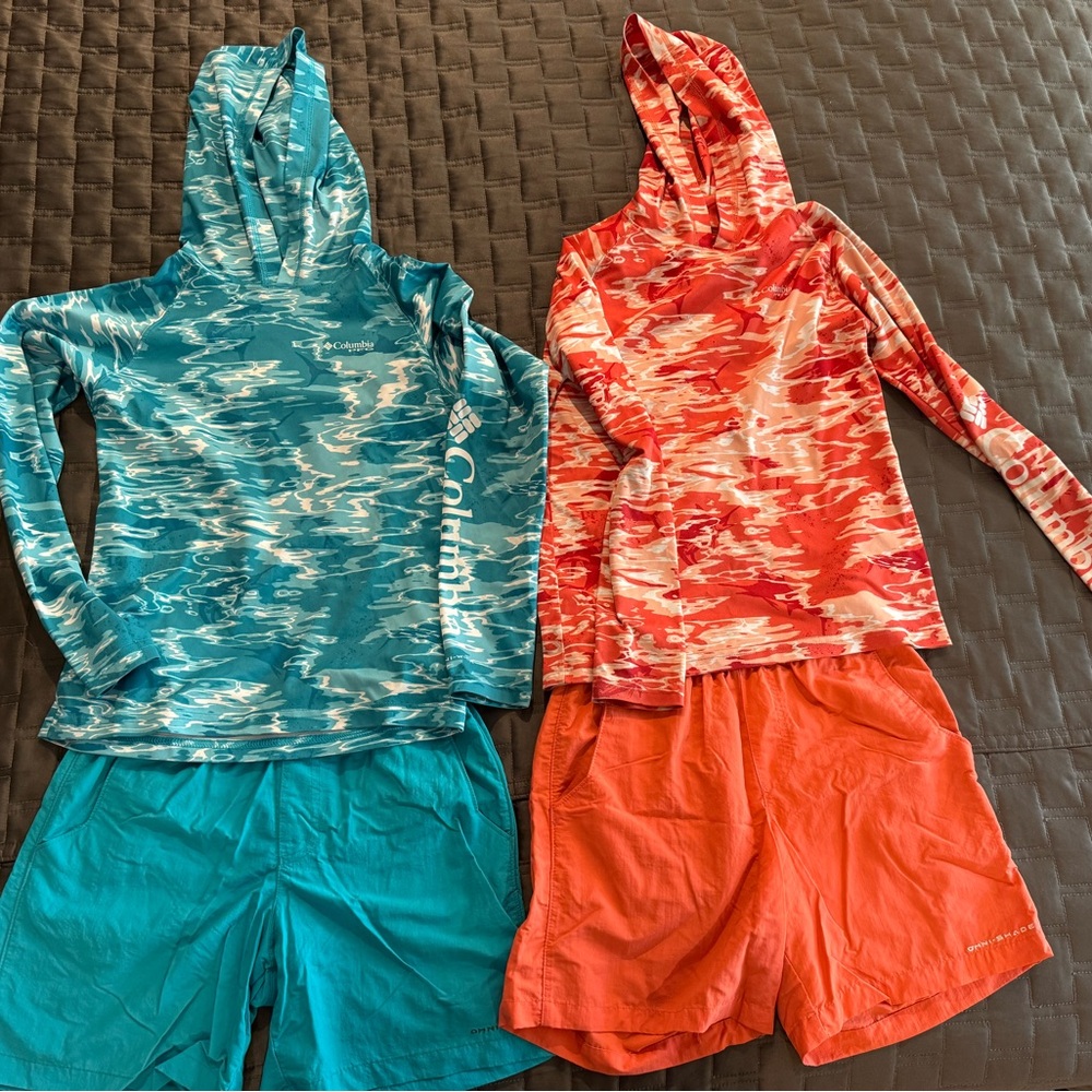 Columbia Blue and Coral Camouflage Hoodie Set